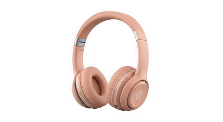 Pink wireless headphones isolated on transparent background for music listening
