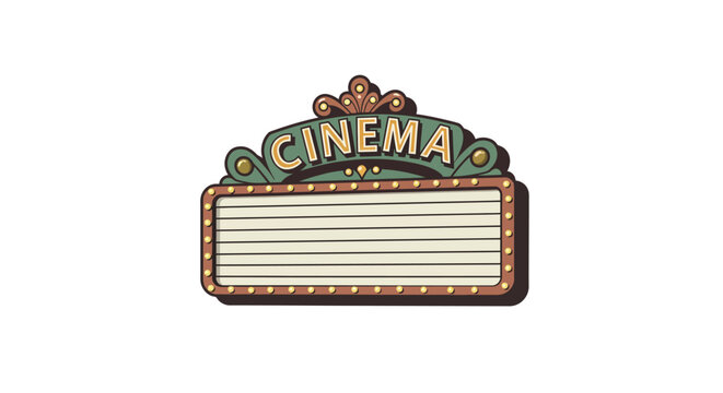Vintage cinema sign with blank marquee for custom text
