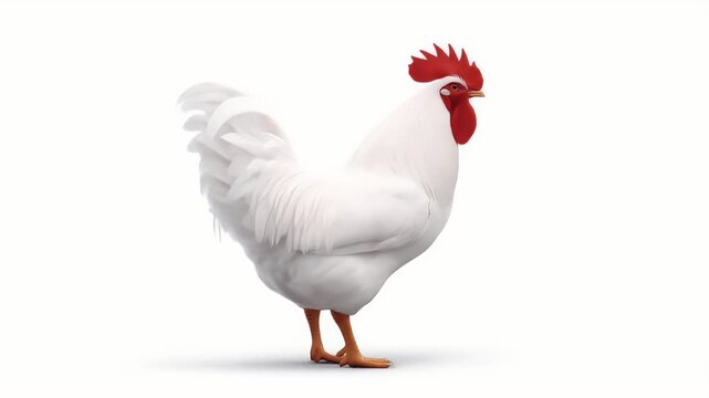 Majestic White Rooster: A Stunning 3D Render of a Regal Bird