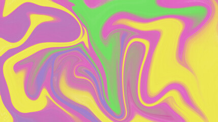 Vibrant fluid abstract background with swirling pink, yellow, and green colors, psychedelic art style