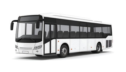White bus isolated on white background