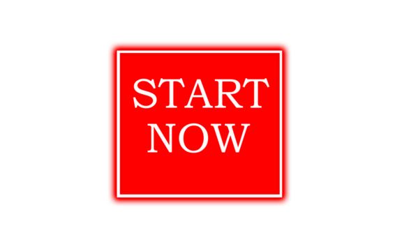 "Large Red Square Start Now Button Isolated on Transparent Background PNG"