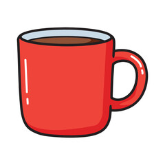 A simple, vibrant red coffee mug filled with a dark, rich beverage, perfect for illustrating morning routines and cozy moments