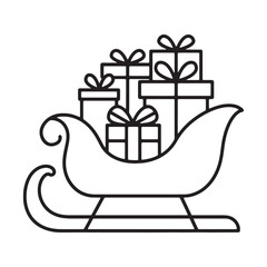 Festive Christmas Sleigh Laden with Wrapped Gifts, Illustrations for Holiday Celebrations