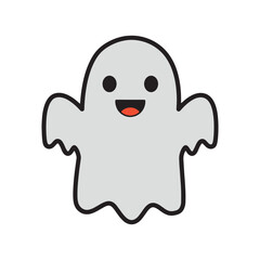 A cheerful cartoon ghost with a big smile and wide eyes, perfect for Halloween and spooky celebrations