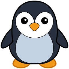 Cute cartoon baby penguin animal illustration vector with ice cream cone in the cold winter snow of Antarctica