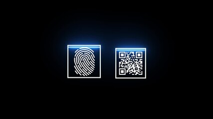 “Neon Fingerprint and QR Code Technology Concept” - Powered by Adobe
