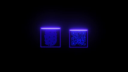 “Neon Fingerprint and QR Code Technology Concept” - Powered by Adobe