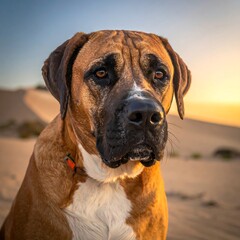 Dog portrait in golden light