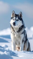 Naklejka premium Husky in winter snow
