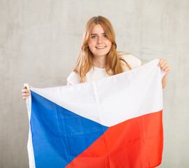 Happy woman supporting Czech on world championship