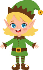 Cheerful Flat Illustration of a Cute Blonde Hair Elf Character
