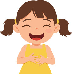 Obraz premium Cartoon Happy Little Girl Laughing with Joyful Expression Illustration