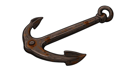 Rustic nautical anchor on white background with detailed texture