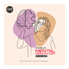 26Mental Health Awareness Month banner design. Care about mental health. Health concept design. Mental Health day
