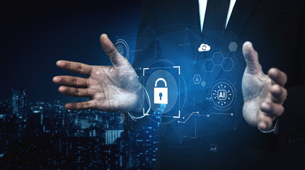 AI cyber security system using biometric authentication and privacy control. Cyber security protects identity, cybersecurity detects threats, cybersecurity ensures safety, and secures data. Vouch