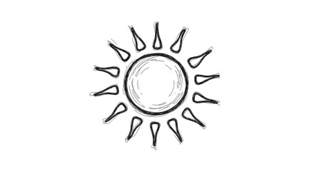 Naklejka premium Hand-drawn textured radiant sun icon, isolated on transparent background, vector illustration svg