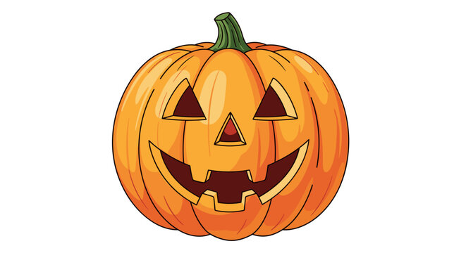 Spooky smiling Halloween Jack-o'-lantern carved pumpkin vector illustration, isolated on transparent background svg