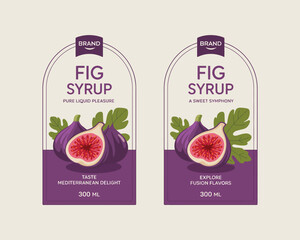Fig Syrup Labels Design with Fresh Figs and Leaves