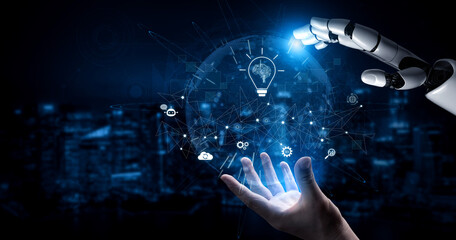 AI generating innovative ideas, linking data through neural networks, enhancing automation, powering SEO strategy, and enabling intelligent digital interaction. Vouch