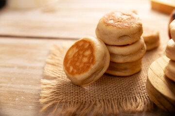Gorditas de Nata. Cream Gorditas, Mexican street cookies, is an easy recipe made with wheat flour, cream, sugar and cinnamon, sweet bread similar in shape to an little pancake, eaten as a dessert.
