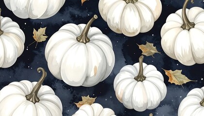 White pumpkins on a dark background