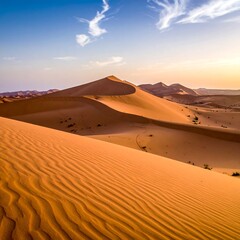 Dramatic desert dunes at sunrise
