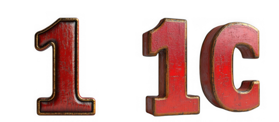 Red numbers 110 with gold trim isolated on transparent background