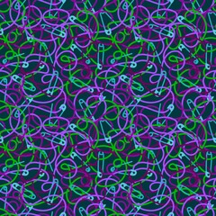 Cartoon sewing seamless buttons and scissors and pins pattern for wrapping paper and fabrics and linens and hobbies
