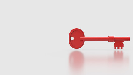 The Red Key On white Background for Security concept 3d Rendering.