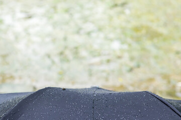 Artistic Macro of Water Droplets on Umbrella, Monsoon Rain Abstract, Close-up Texture