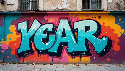 Vibrant Urban Graffiti Mural on Building Wall