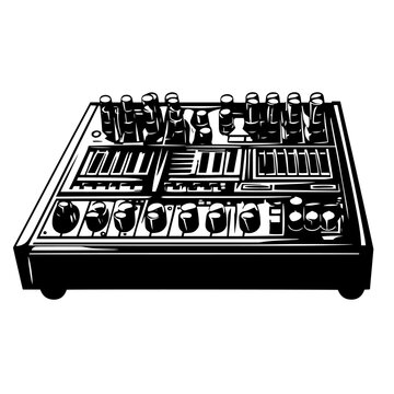 black and white synthesizer music equipment clip art preview