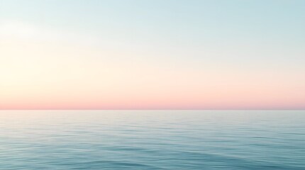 Obraz premium Calm ocean horizon at sunrise with pastel tones