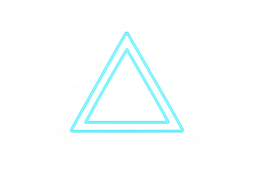 Glowing neon triangle shape on transparent background