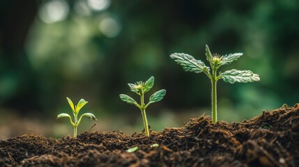 Plantas jovenes creciendo en un montoncito de tierra
