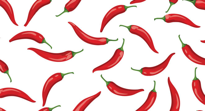 Hot Red Chili Peppers Seamless Repeat Pattern Background