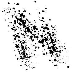 Black ink splat background with a grunge texture of paint splash and liquid drip elements for a dirty design frame