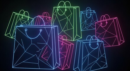 Neon shopping bag collection design