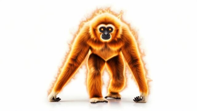 Animated Gibbon Sequence on White Background: A Study in Digital Art and Motion Portrayal