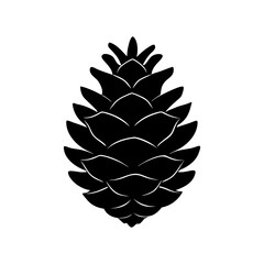 Pinecone silhouette vector on white background
