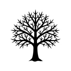 Obraz premium Snow-covered tree silhouette vector on white background