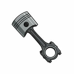 A detailed illustration of a single piston and connecting rod assembly, a crucial component in internal combustion engines.