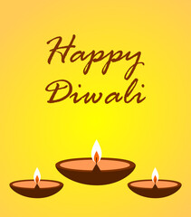 Diwali card with diyas and the inscription "Happy Diwali"