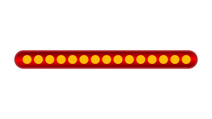 A horizontal red bar features a series of equally spaced yellow circular lights, design.