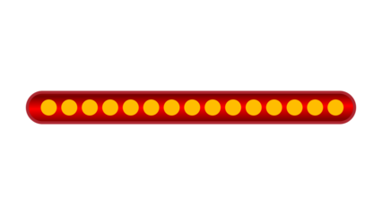 A horizontal red bar features a series of equally spaced yellow circular lights, design.