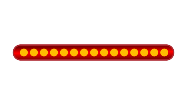 A horizontal red bar features a series of equally spaced yellow circular lights, design.