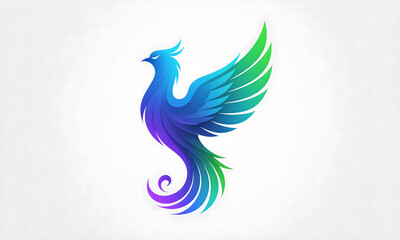 Fototapeta premium Elegant colorful phoenix logo with gradient on a clean white background