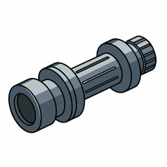 A detailed illustration of a splined shaft with collars on either end, designed for mechanical applications.