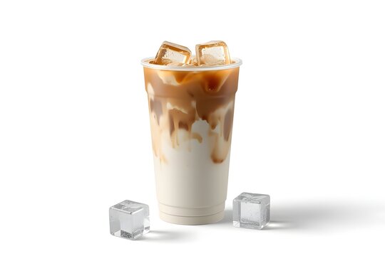 Realistic plastic cup on white background. Isolated Mock up Cold beaverage di cut with cliping path